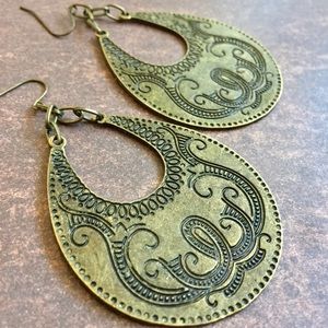 Handmade antique bronze boho statement earrings
